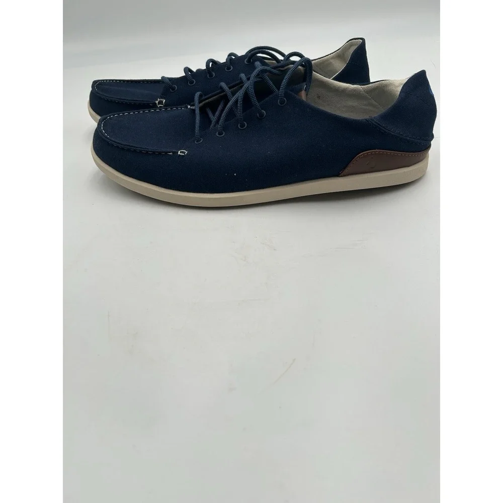 OluKai Manoa Shoes Mens Sz 13 Blue Lace Up Moccasin Boat Deck Canvas Sneaker
